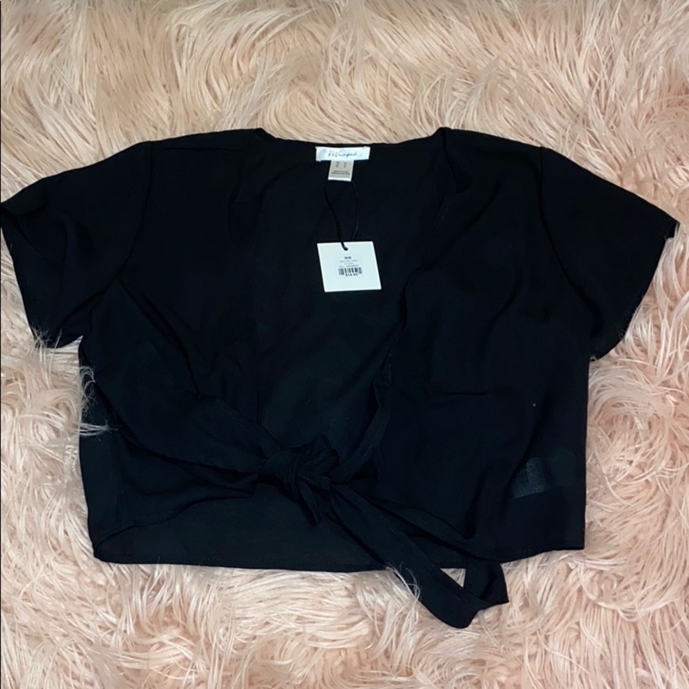 Black Sheer Tie Crop Top